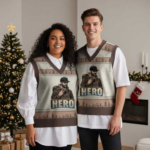 Community Hero Alex Pretti V-Neck Knit Sweater Vest Minneapolis Support Gift TS12 Mocha Mousse Print Your Wear