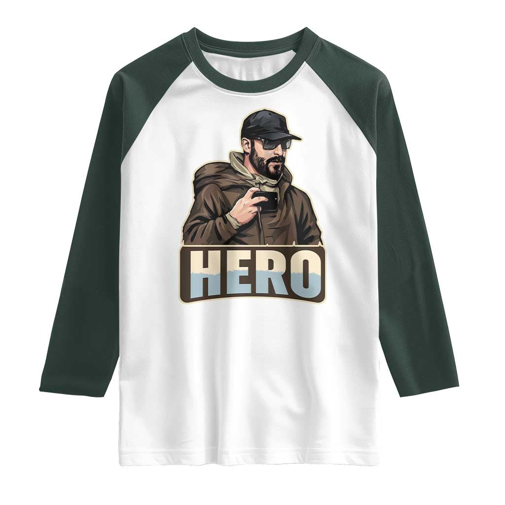 Community Hero Alex Pretti Raglan Shirt Minneapolis Support Gift TS12 White Dark Forest Green Print Your Wear
