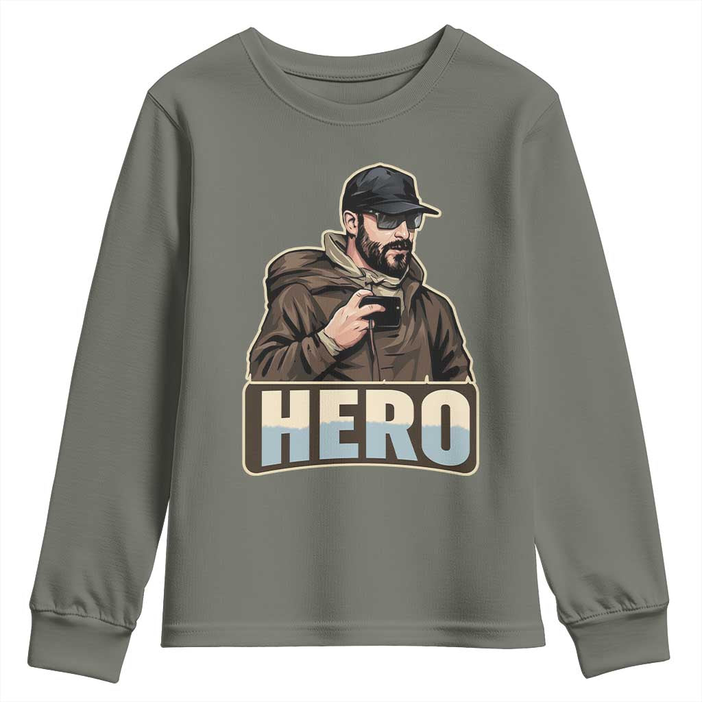 Community Hero Alex Pretti Youth Sweatshirt Minneapolis Support Gift TS12 Military Green Print Your Wear