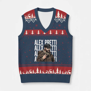 Alex Pretti V-Neck Knit Sweater Vest Minneapolis Hero Nurse Community Support Gift TS12 Navy Red Print Your Wear