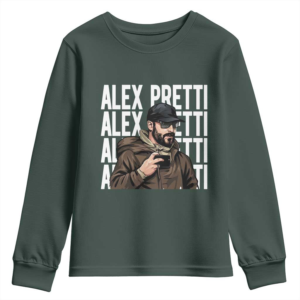 Alex Pretti Youth Sweatshirt Minneapolis Hero Nurse Community Support Gift TS12 Dark Forest Green Print Your Wear