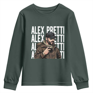 Alex Pretti Youth Sweatshirt Minneapolis Hero Nurse Community Support Gift TS12 Dark Forest Green Print Your Wear