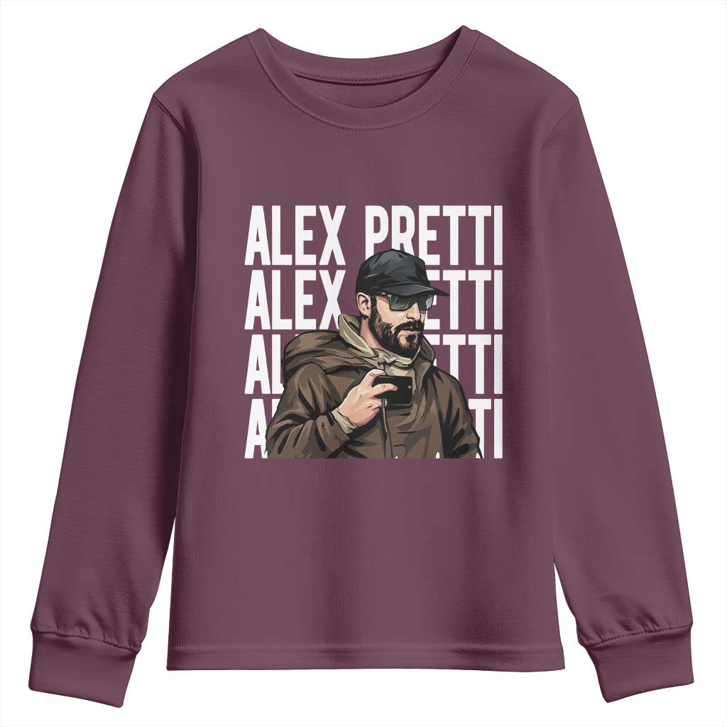 Alex Pretti Youth Sweatshirt Minneapolis Hero Nurse Community Support Gift TS12 Maroon Print Your Wear