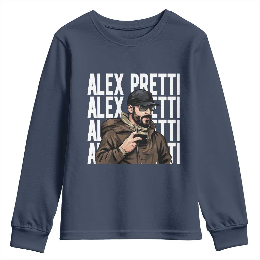 Alex Pretti Youth Sweatshirt Minneapolis Hero Nurse Community Support Gift TS12 Navy Print Your Wear