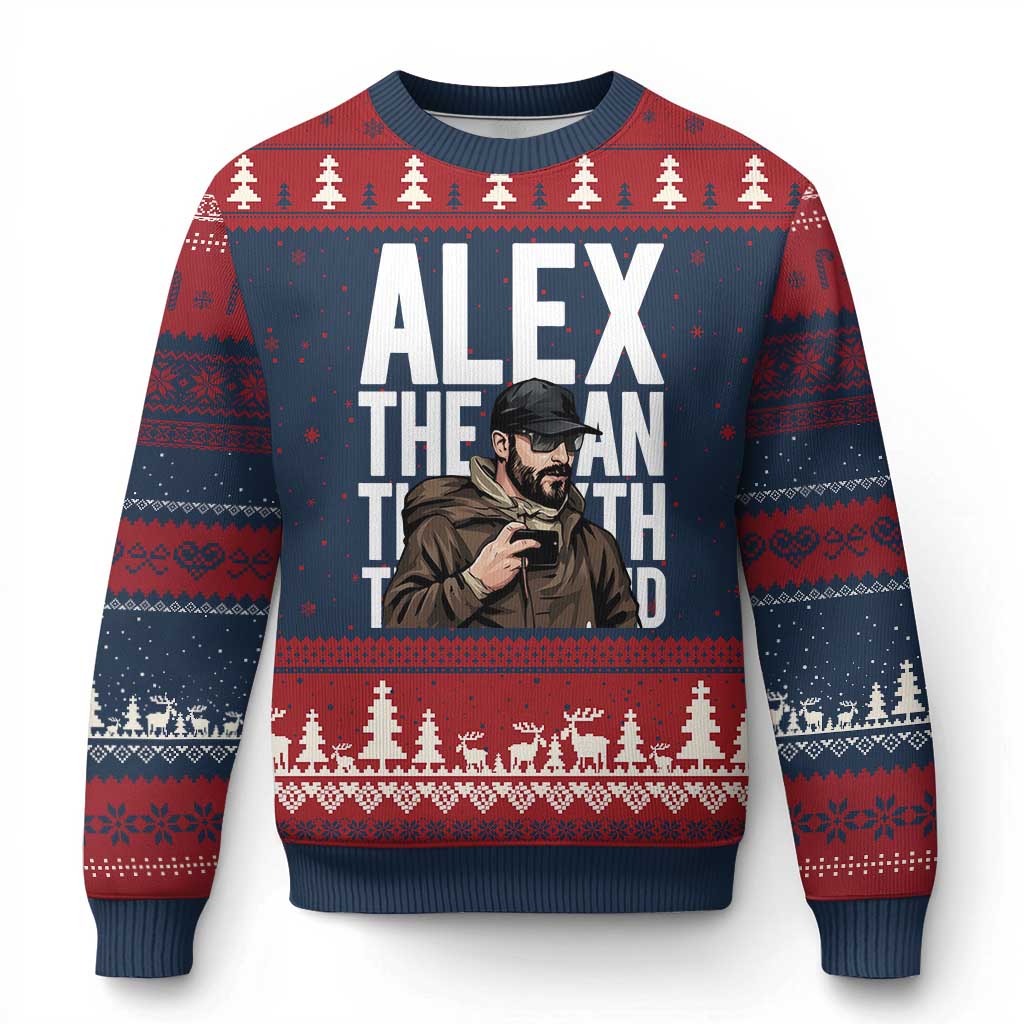 Alex Pretti Ugly Christmas Sweater Alex The Man The Myth The Legend Vintage Gift TS12 Navy Red Print Your Wear
