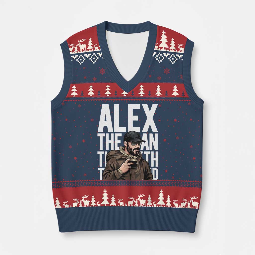 Alex Pretti V-Neck Knit Sweater Vest Alex The Man The Myth The Legend Vintage Gift TS12 Navy Red Print Your Wear