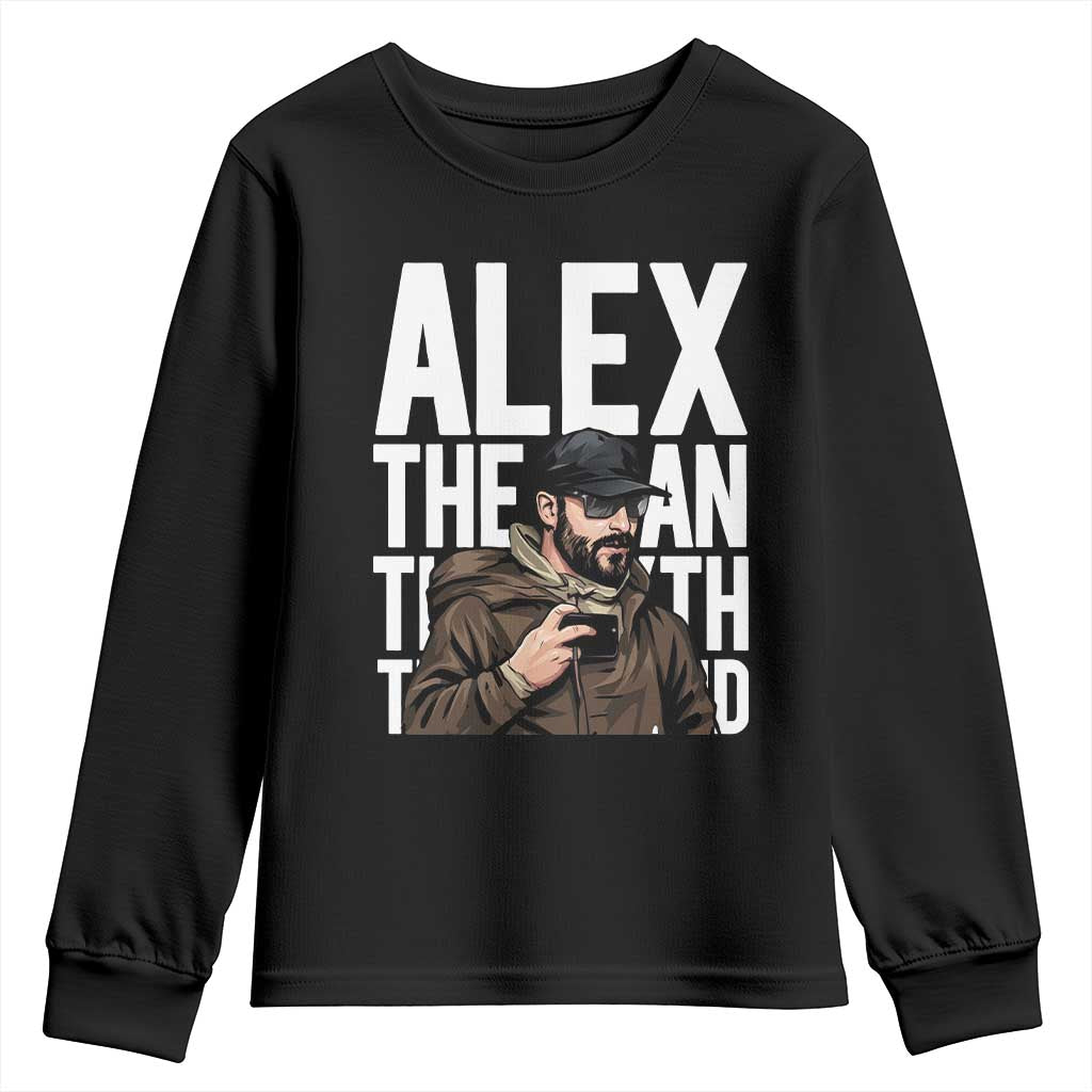 Alex Pretti Youth Sweatshirt Alex The Man The Myth The Legend Vintage Gift TS12 Black Print Your Wear
