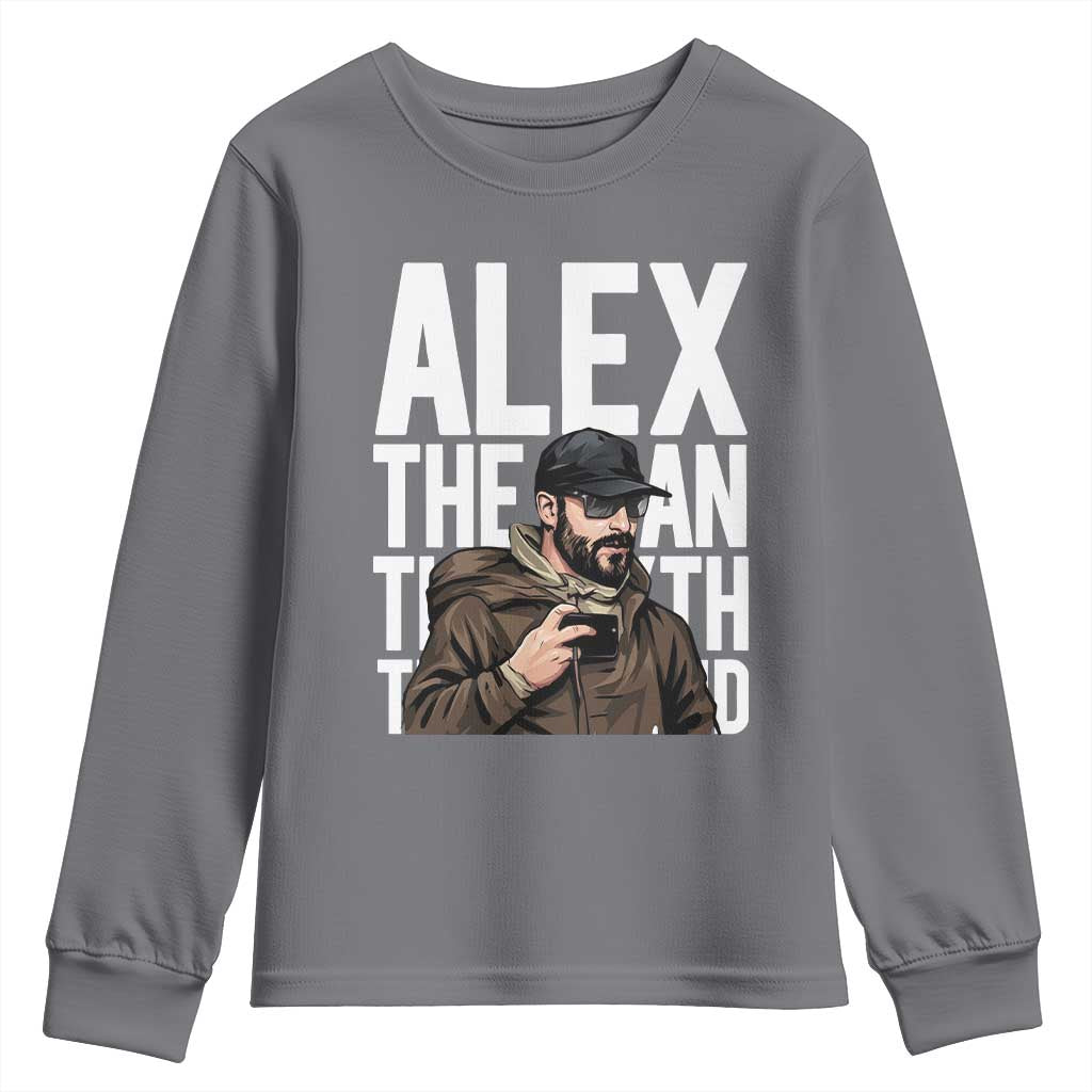 Alex Pretti Youth Sweatshirt Alex The Man The Myth The Legend Vintage Gift TS12 Charcoal Print Your Wear