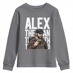 Alex Pretti Youth Sweatshirt Alex The Man The Myth The Legend Vintage Gift TS12 Charcoal Print Your Wear