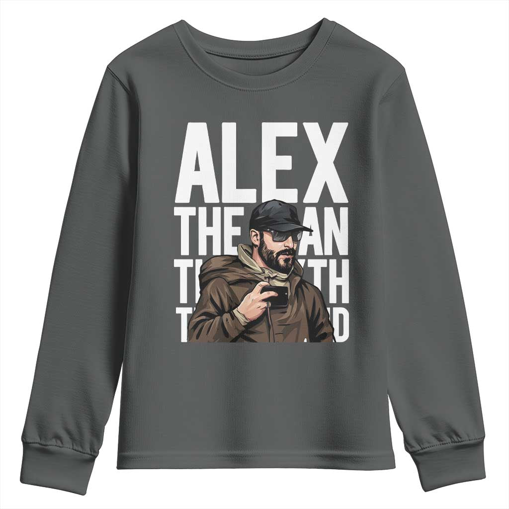 Alex Pretti Youth Sweatshirt Alex The Man The Myth The Legend Vintage Gift TS12 Dark Heather Print Your Wear