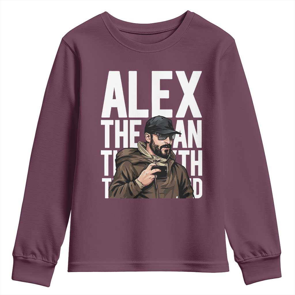 Alex Pretti Youth Sweatshirt Alex The Man The Myth The Legend Vintage Gift TS12 Maroon Print Your Wear