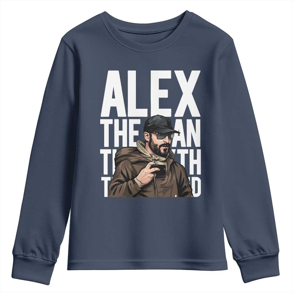 Alex Pretti Youth Sweatshirt Alex The Man The Myth The Legend Vintage Gift TS12 Navy Print Your Wear