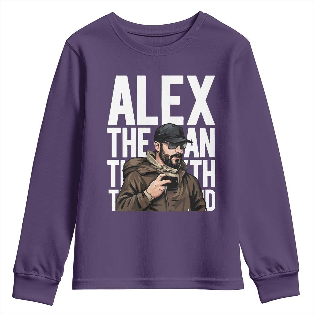 Alex Pretti Youth Sweatshirt Alex The Man The Myth The Legend Vintage Gift TS12 Purple Print Your Wear