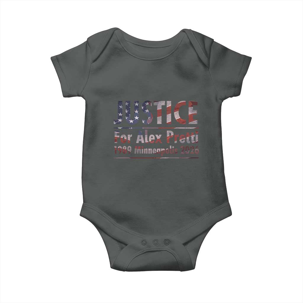Justice For Alex Pretti Baby Onesie Minneapolis MN Tribute Gift TS12 Dark Heather Print Your Wear