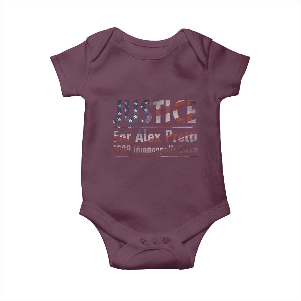 Justice For Alex Pretti Baby Onesie Minneapolis MN Tribute Gift TS12 Maroon Print Your Wear