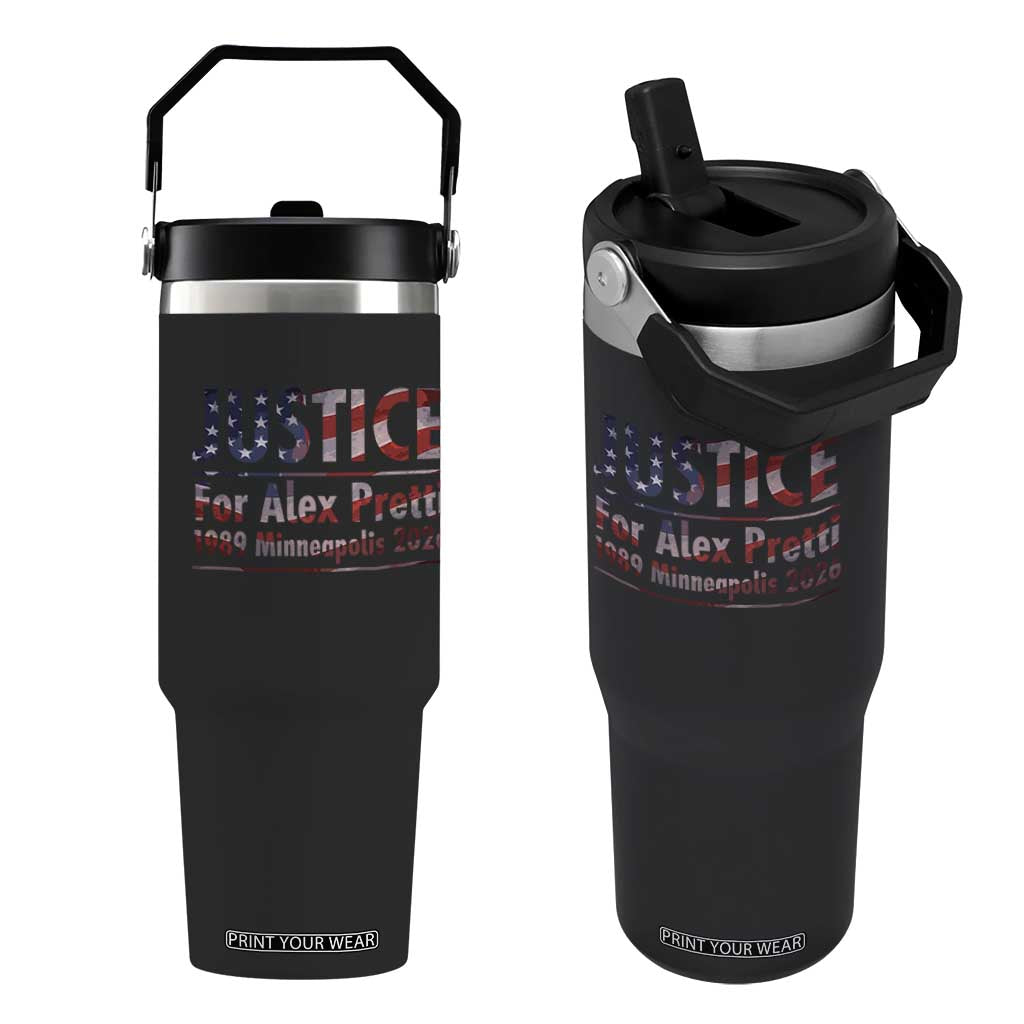 Justice For Alex Pretti Flip Straw Tumbler Minneapolis MN Tribute Gift TS12 One Size: 30 oz Black Print Your Wear