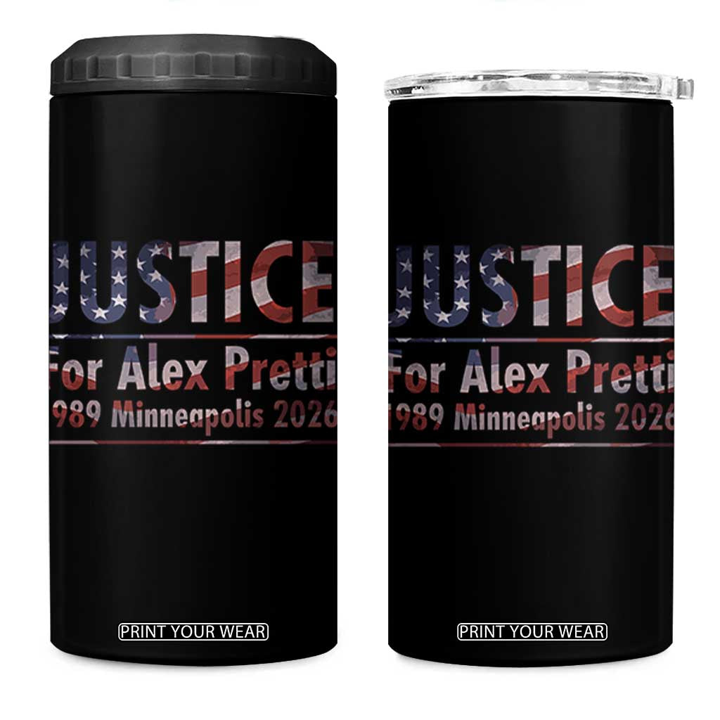 Justice For Alex Pretti 4 in 1 Can Cooler Tumbler Minneapolis MN Tribute Gift TS12 One Size: 16 oz Black Print Your Wear