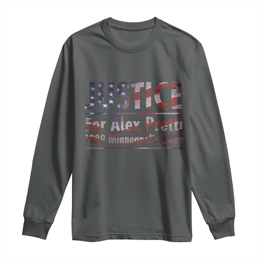 Justice For Alex Pretti Long Sleeve Shirt Minneapolis MN Tribute Gift TS12 Dark Heather Print Your Wear