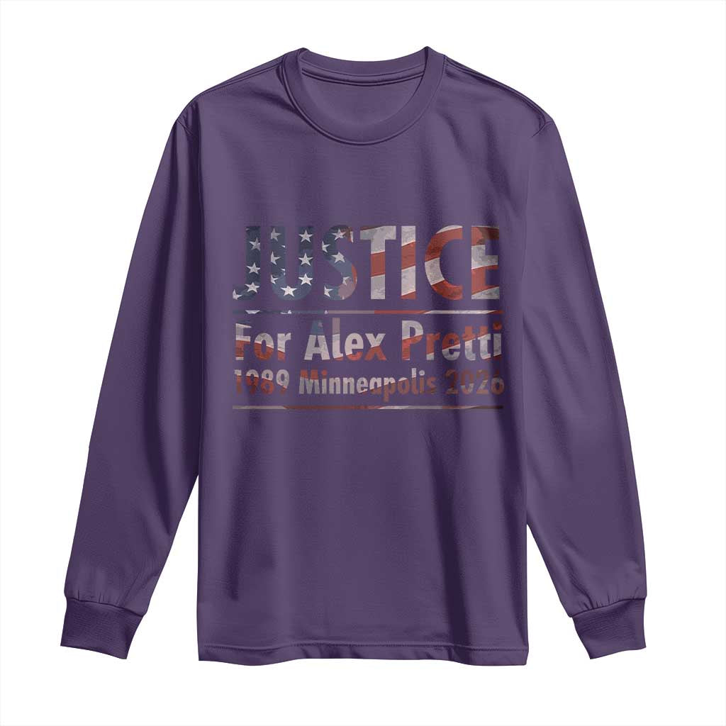 Justice For Alex Pretti Long Sleeve Shirt Minneapolis MN Tribute Gift TS12 Purple Print Your Wear