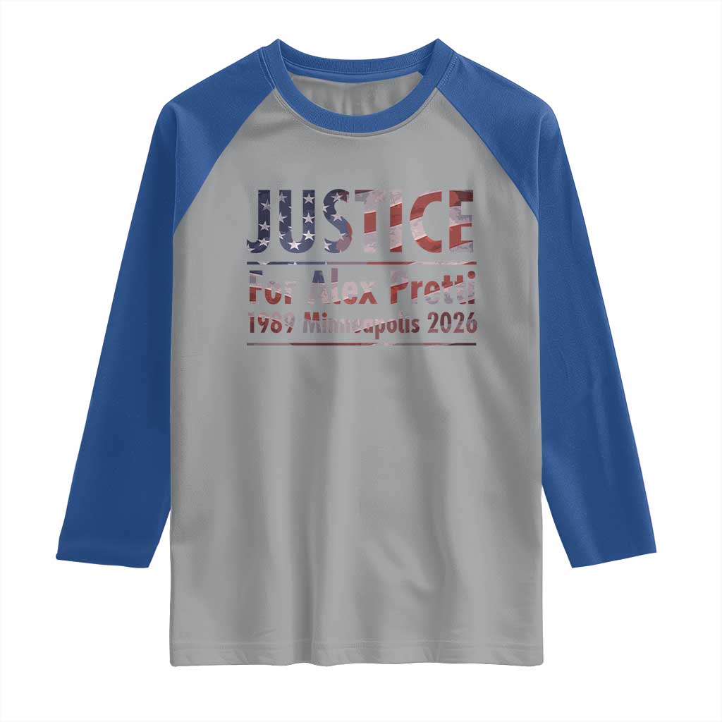 Justice For Alex Pretti Raglan Shirt Minneapolis MN Tribute Gift TS12 Sport Gray Royal Print Your Wear
