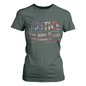 Justice For Alex Pretti T Shirt For Women Minneapolis MN Tribute Gift TS12 Dark Forest Green Print Your Wear