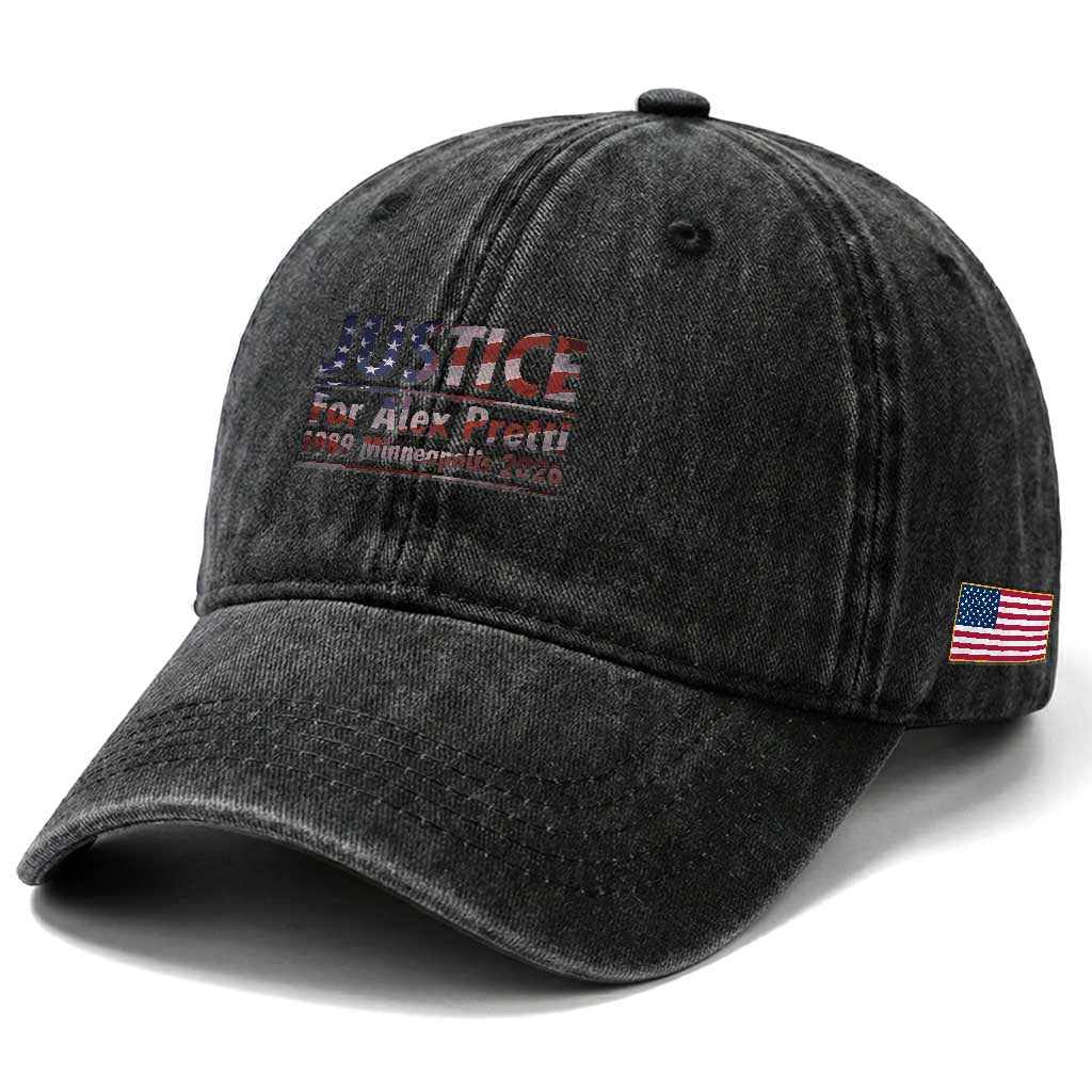 Justice For Alex Pretti Washed Cotton Baseball Cap Minneapolis MN Tribute Gift TS12 Print Your Wear