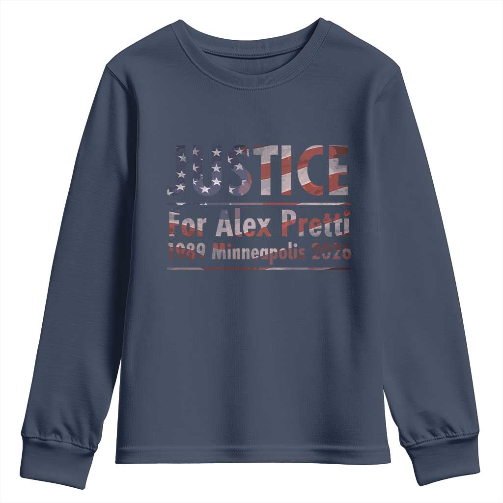 Justice For Alex Pretti Youth Sweatshirt Minneapolis MN Tribute Gift TS12 Navy Print Your Wear