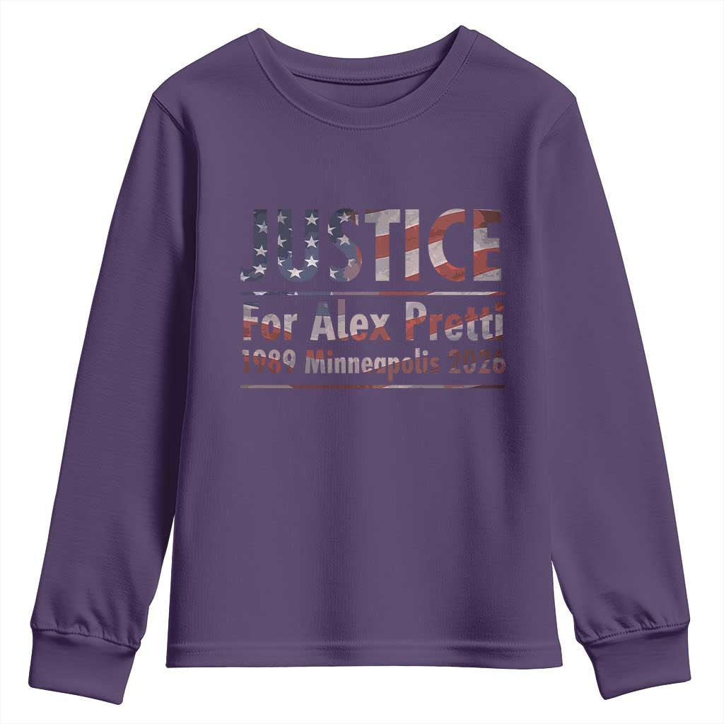 Justice For Alex Pretti Youth Sweatshirt Minneapolis MN Tribute Gift TS12 Purple Print Your Wear