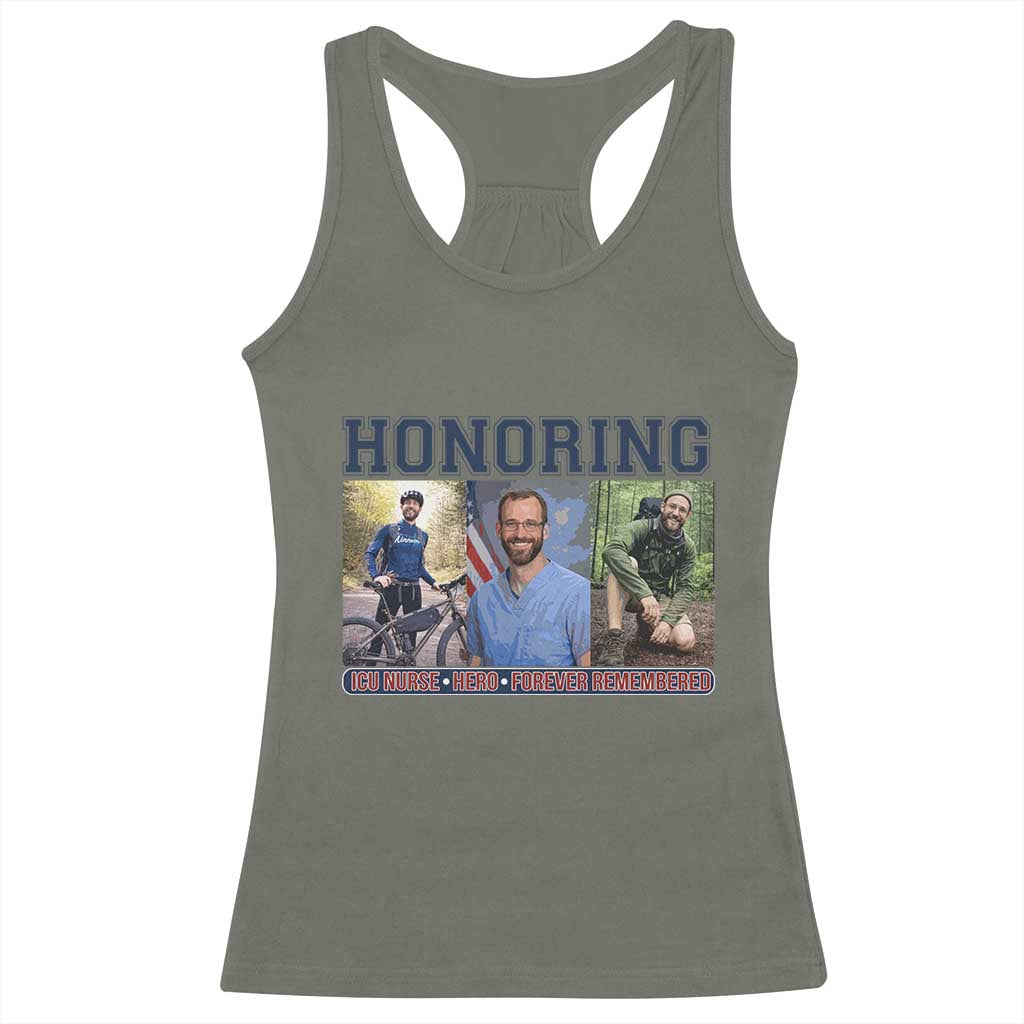 Honoring Alex Pretti Memorial Racerback Tank Top ICU Nurse Hero Tribute Minneapolis TS12 Military Green Print Your Wear