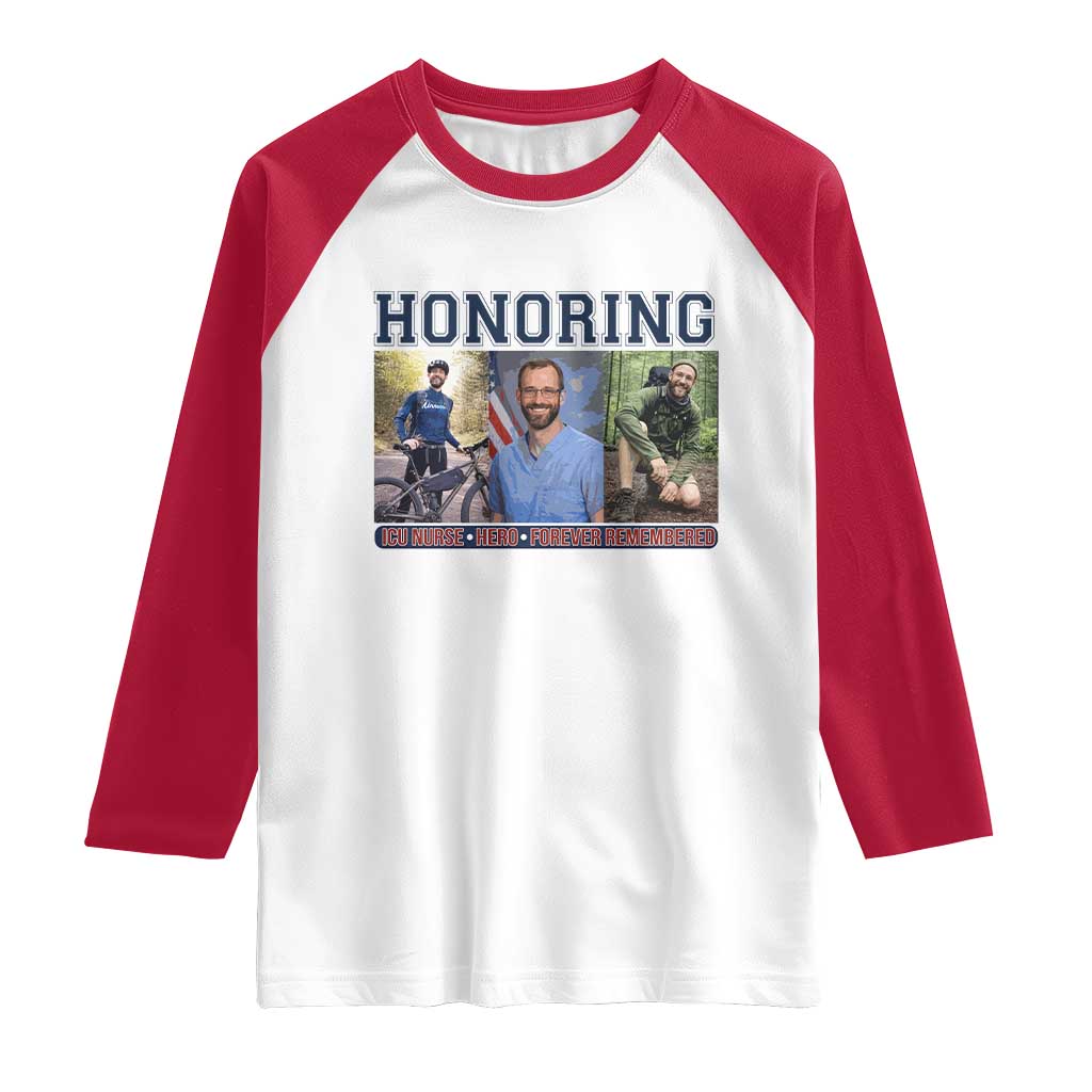 Honoring Alex Pretti Memorial Raglan Shirt ICU Nurse Hero Tribute Minneapolis TS12 White Red Print Your Wear