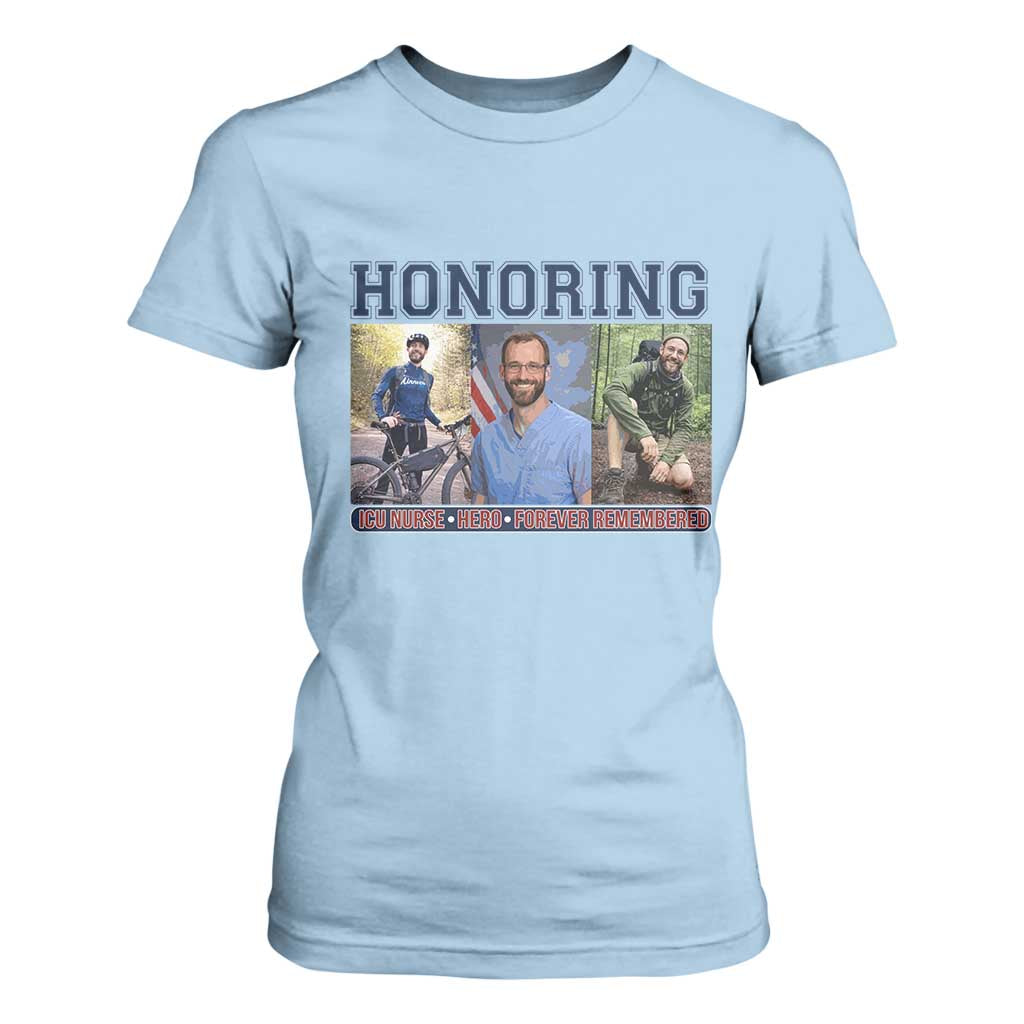Honoring Alex Pretti Memorial T Shirt For Women ICU Nurse Hero Tribute Minneapolis TS12 Light Blue Print Your Wear