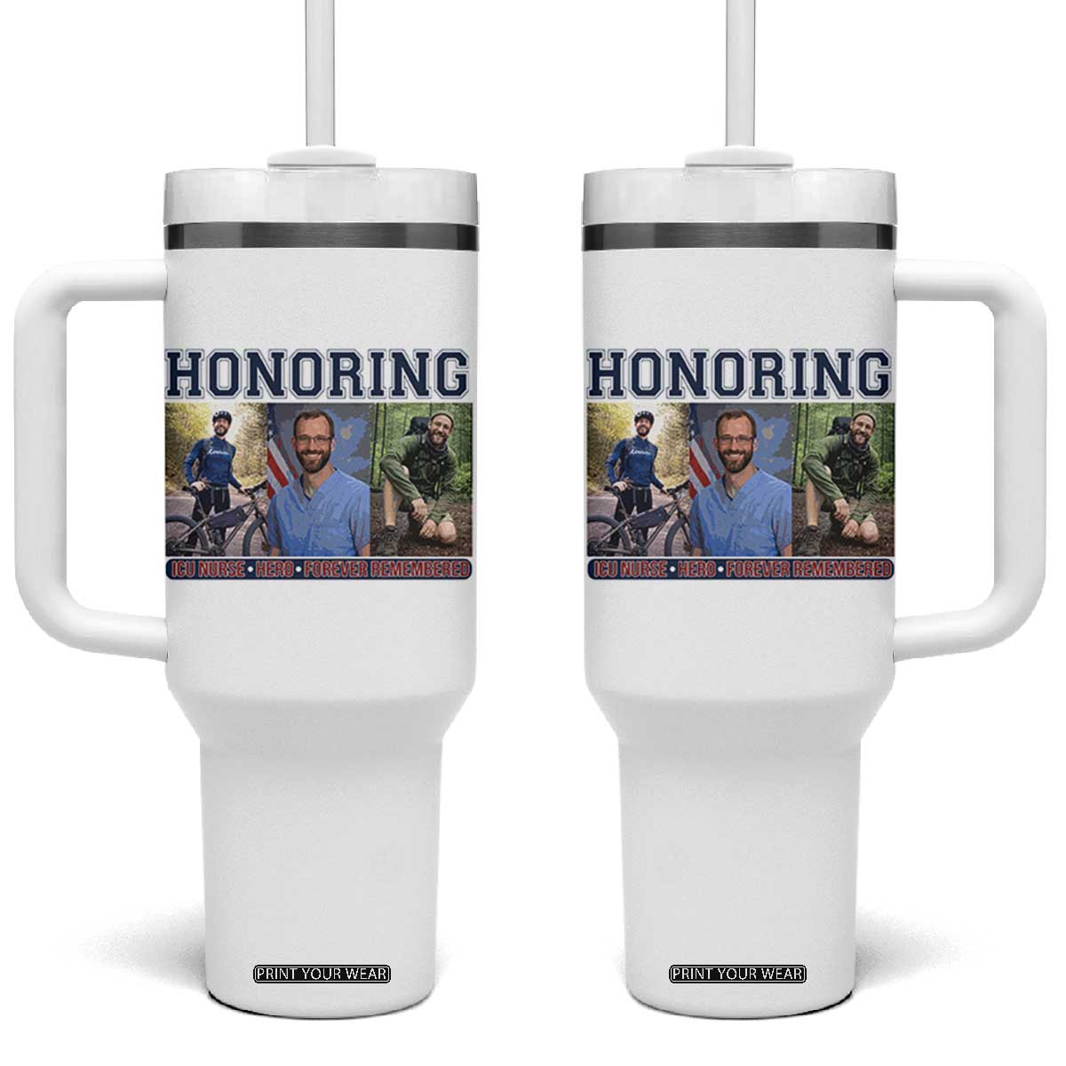Honoring Alex Pretti Memorial Tumbler With Handle ICU Nurse Hero Tribute Minneapolis TS12 One Size: 40 oz White Print Your Wear