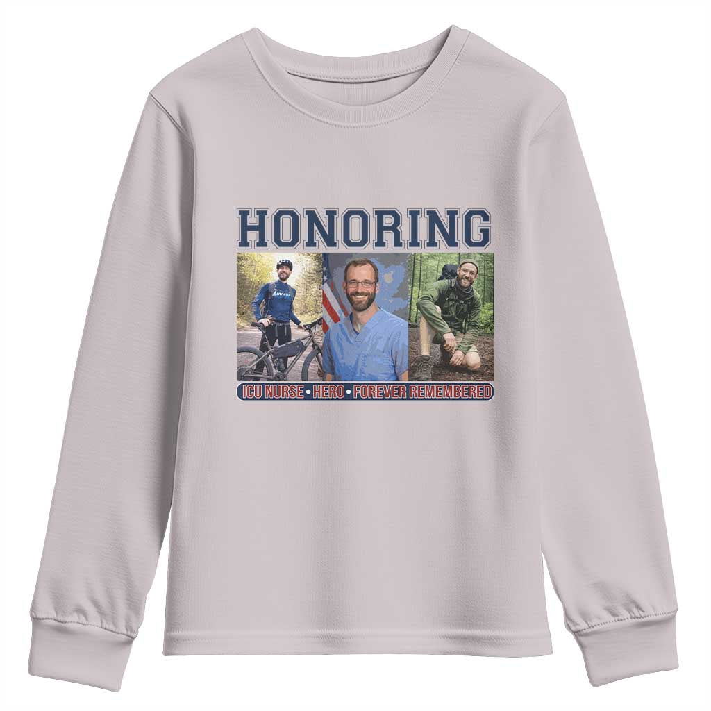 Honoring Alex Pretti Memorial Youth Sweatshirt ICU Nurse Hero Tribute Minneapolis TS12 Ice Gray Print Your Wear