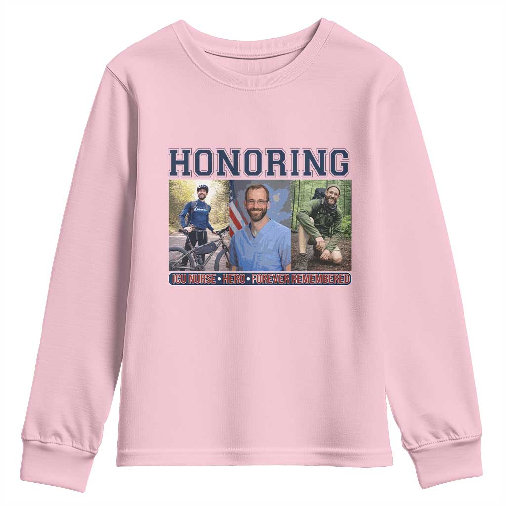 Honoring Alex Pretti Memorial Youth Sweatshirt ICU Nurse Hero Tribute Minneapolis TS12 Light Pink Print Your Wear