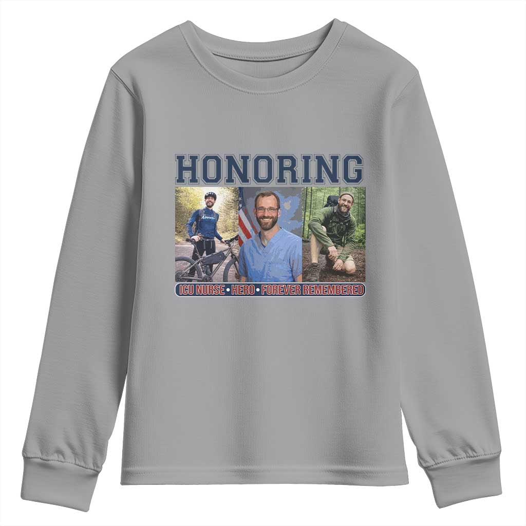 Honoring Alex Pretti Memorial Youth Sweatshirt ICU Nurse Hero Tribute Minneapolis TS12 Sport Gray Print Your Wear
