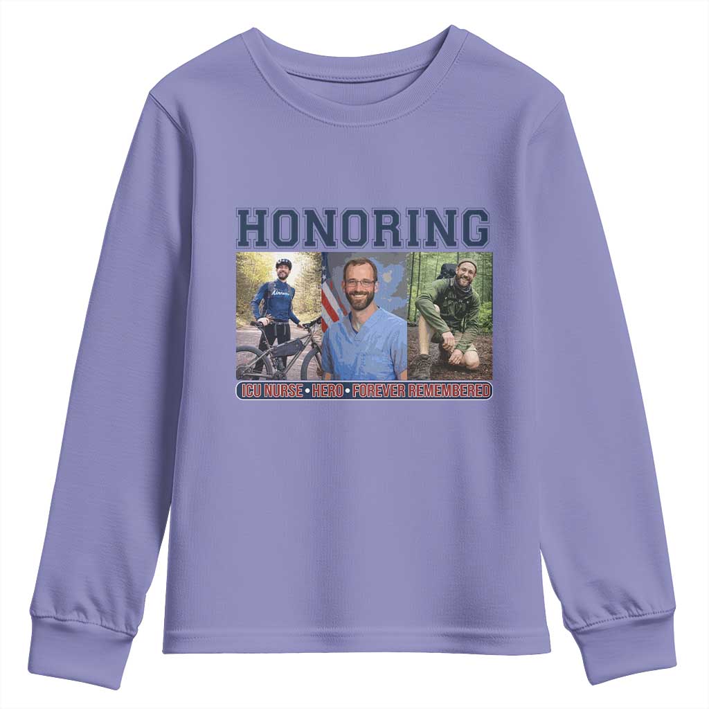 Honoring Alex Pretti Memorial Youth Sweatshirt ICU Nurse Hero Tribute Minneapolis TS12 Violet Print Your Wear