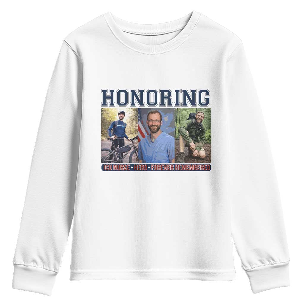 Honoring Alex Pretti Memorial Youth Sweatshirt ICU Nurse Hero Tribute Minneapolis TS12 White Print Your Wear