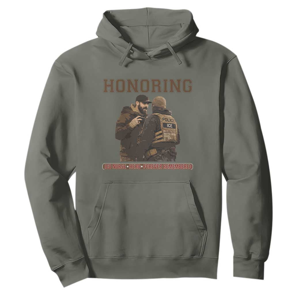 Honoring Alex Pretti ICU Nurse Tribute Support Gift Hoodie TS12 Military Green Print Your Wear