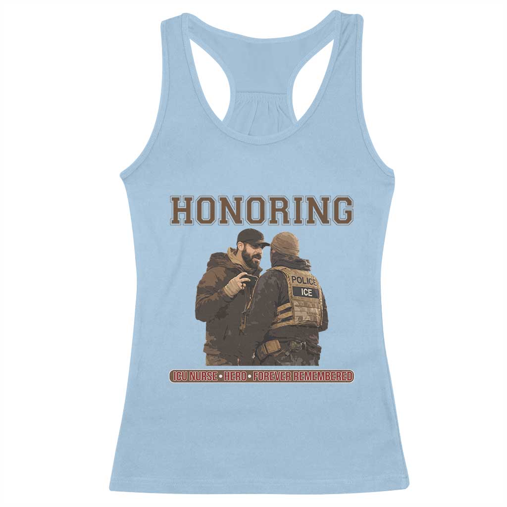 Honoring Alex Pretti ICU Nurse Tribute Support Gift Racerback Tank Top TS12 Light Blue Print Your Wear