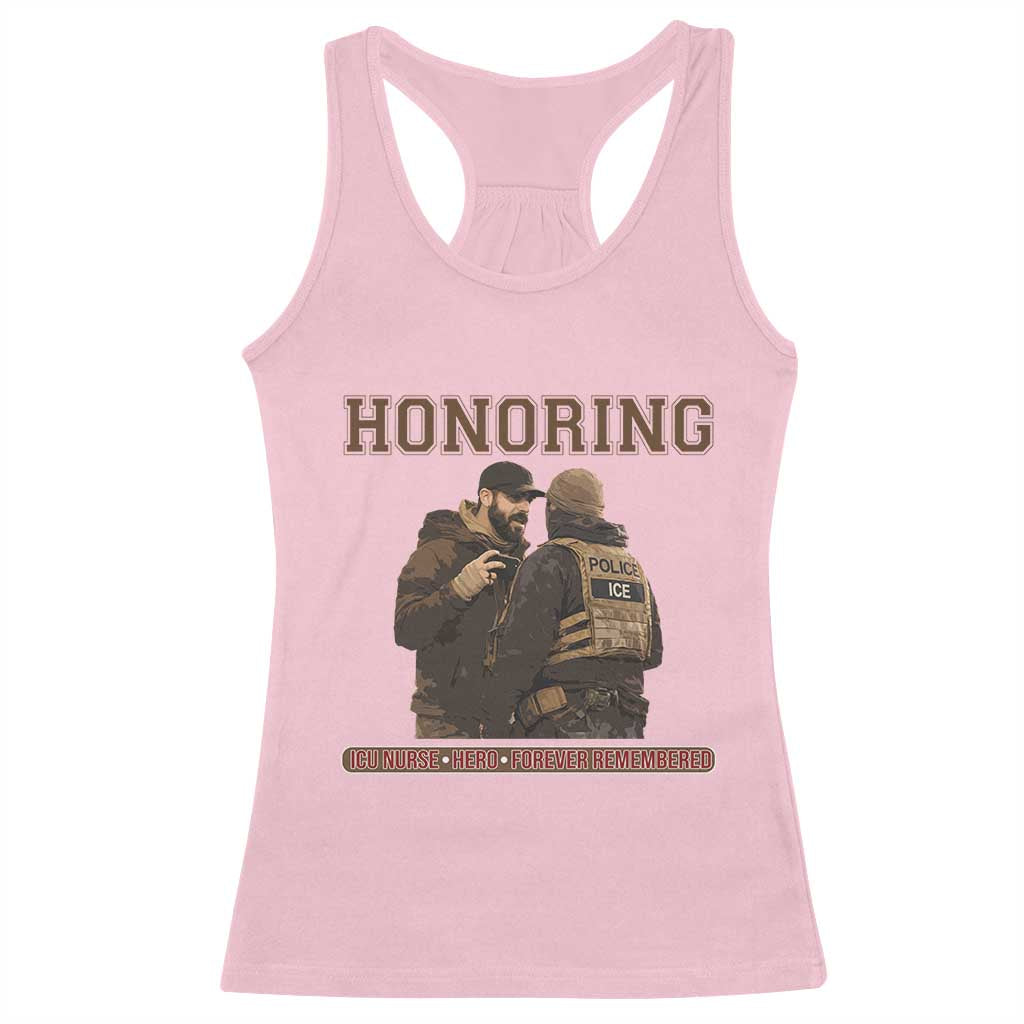 Honoring Alex Pretti ICU Nurse Tribute Support Gift Racerback Tank Top TS12 Light Pink Print Your Wear
