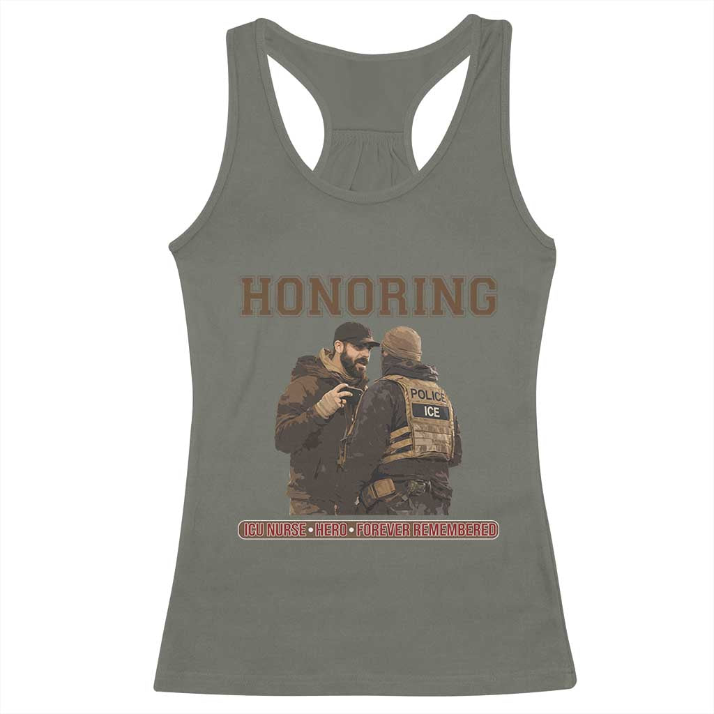 Honoring Alex Pretti ICU Nurse Tribute Support Gift Racerback Tank Top TS12 Military Green Print Your Wear