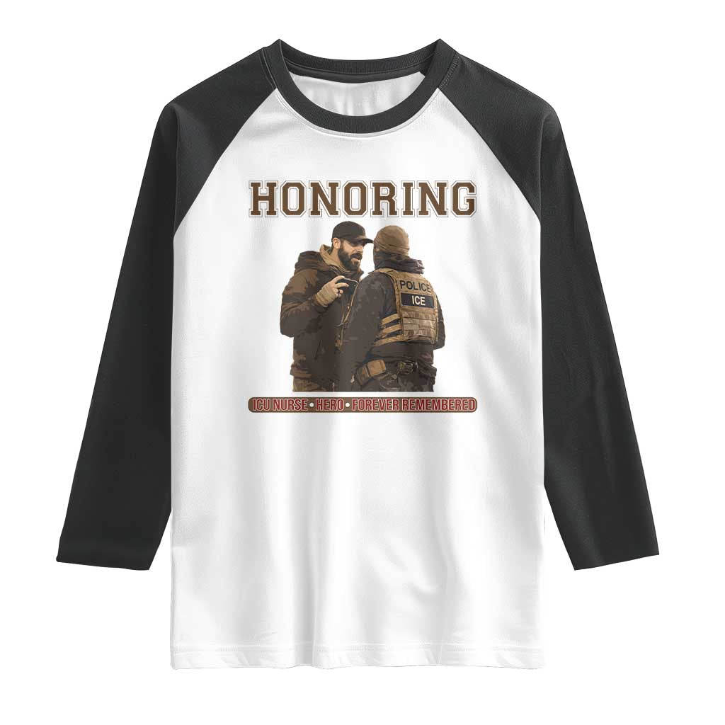 Honoring Alex Pretti ICU Nurse Tribute Support Gift Raglan Shirt TS12 White Black Print Your Wear