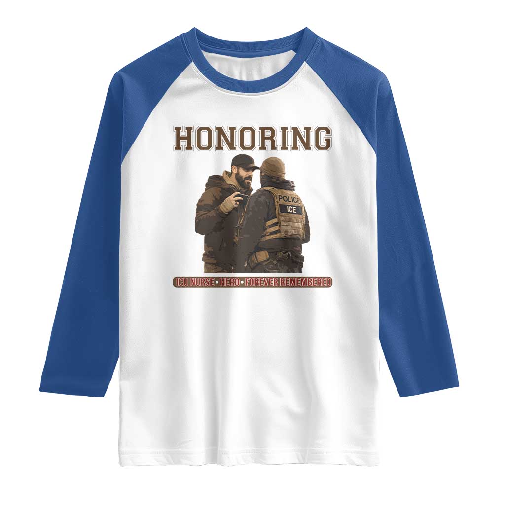 Honoring Alex Pretti ICU Nurse Tribute Support Gift Raglan Shirt TS12 White Royal Print Your Wear
