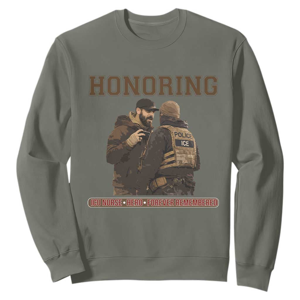 Honoring Alex Pretti ICU Nurse Tribute Support Gift Sweatshirt TS12 Military Green Print Your Wear