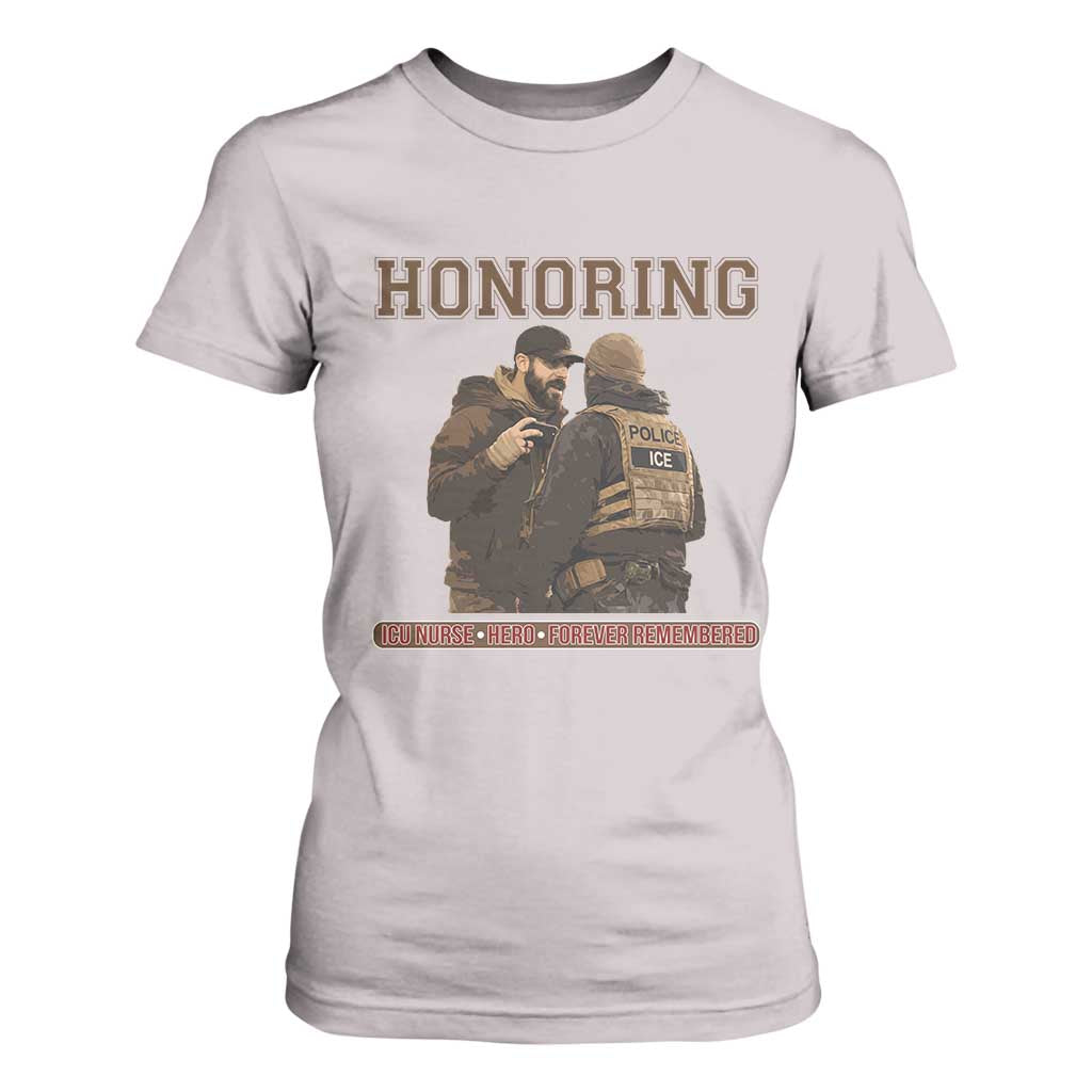 Honoring Alex Pretti ICU Nurse Tribute Support Gift T Shirt For Women TS12 Ice Gray Print Your Wear