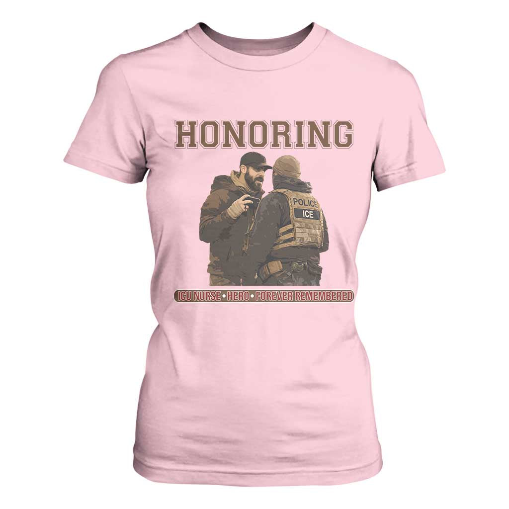 Honoring Alex Pretti ICU Nurse Tribute Support Gift T Shirt For Women TS12 Light Pink Print Your Wear