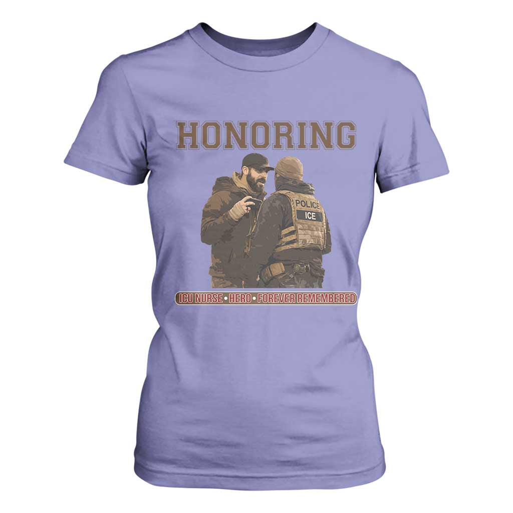 Honoring Alex Pretti ICU Nurse Tribute Support Gift T Shirt For Women TS12 Violet Print Your Wear