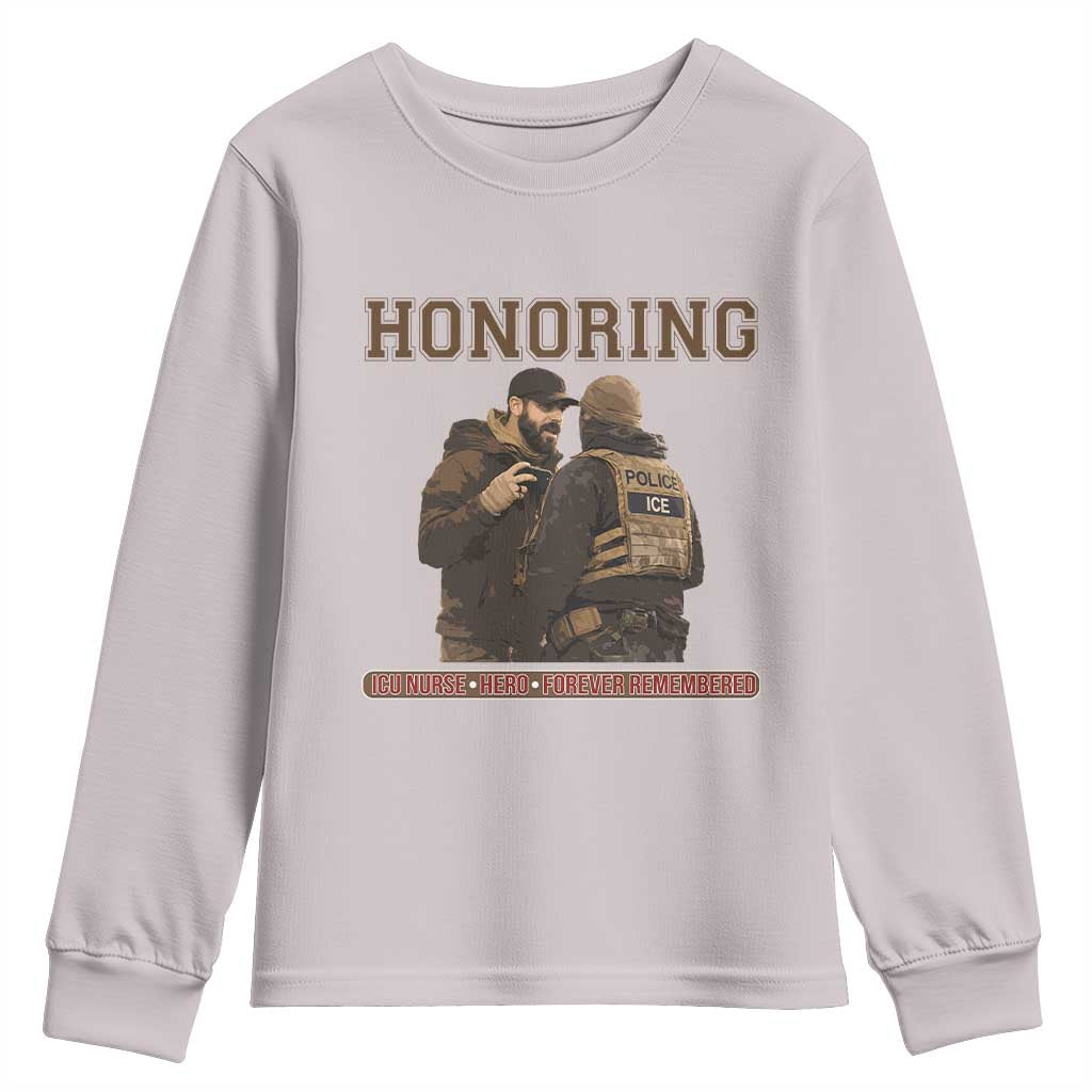 Honoring Alex Pretti ICU Nurse Tribute Support Gift Youth Sweatshirt TS12 Ice Gray Print Your Wear