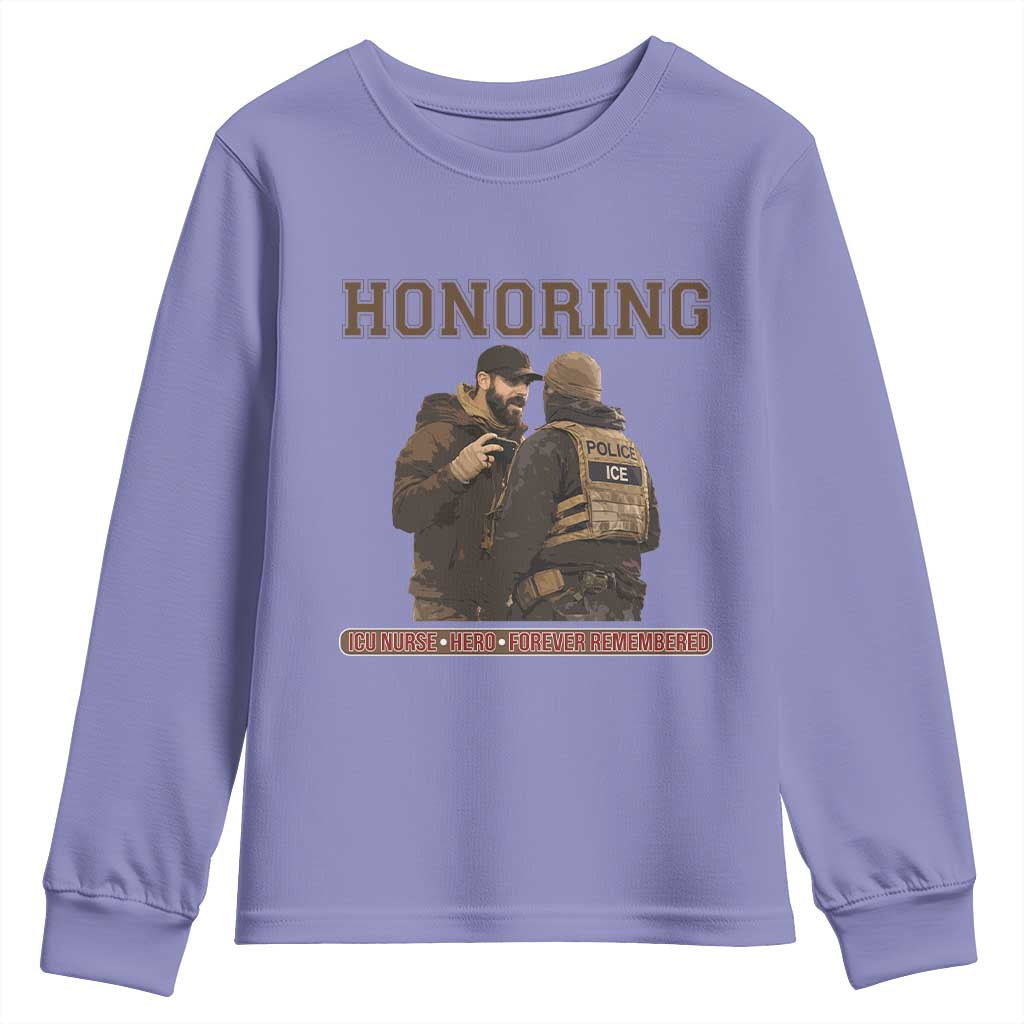 Honoring Alex Pretti ICU Nurse Tribute Support Gift Youth Sweatshirt TS12 Violet Print Your Wear