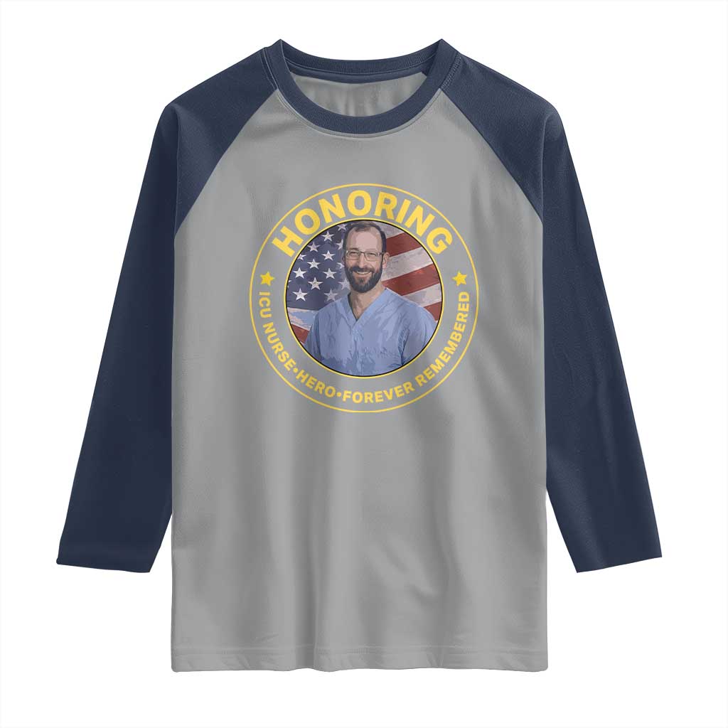 Alex Pretti Memorial Healthcare Hero Raglan Shirt Minneapolis Support Gift TS12 Sport Gray Navy Print Your Wear